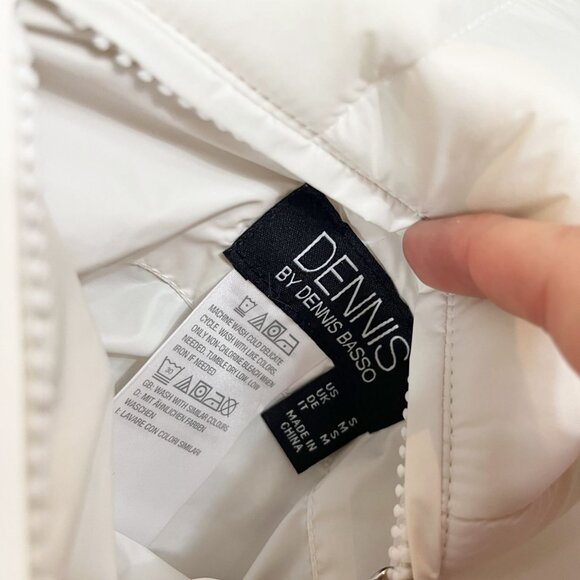 Dennis Basso Reversible White & Gray Puffer Jacket Faux Fur Animal Print SMALL - Picture 7 of 8